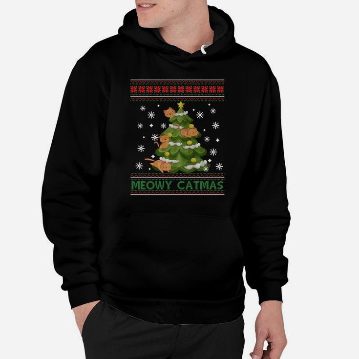 Meowy Catmas Christmas Tree Merry Xmas Cat Lovers Sweatshirt Hoodie