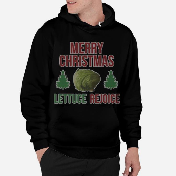 Merry Christmas Lettuce Rejoice Ugly Christmas Funny Vegan Hoodie