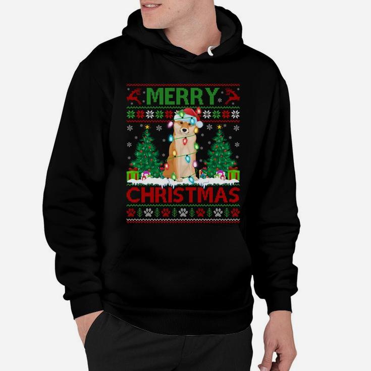 Merry Christmas Lighting Ugly Shiba Inu Christmas Sweatshirt Hoodie