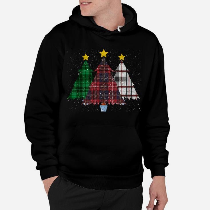 Merry Christmas Trees With Buffalo Plaid Xmas Light Gift Sweatshirt Hoodie
