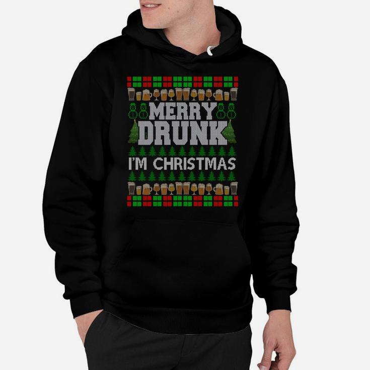 Merry Drunk I'm Christmas Beer Drinking Ugly Xmas Sweatshirt Hoodie