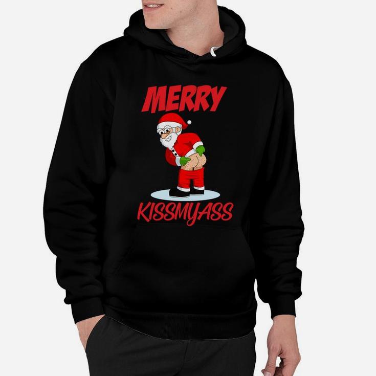 Merry Kissmyass Christmas Rebel Funny Santa Claus Xmas Sweatshirt Hoodie