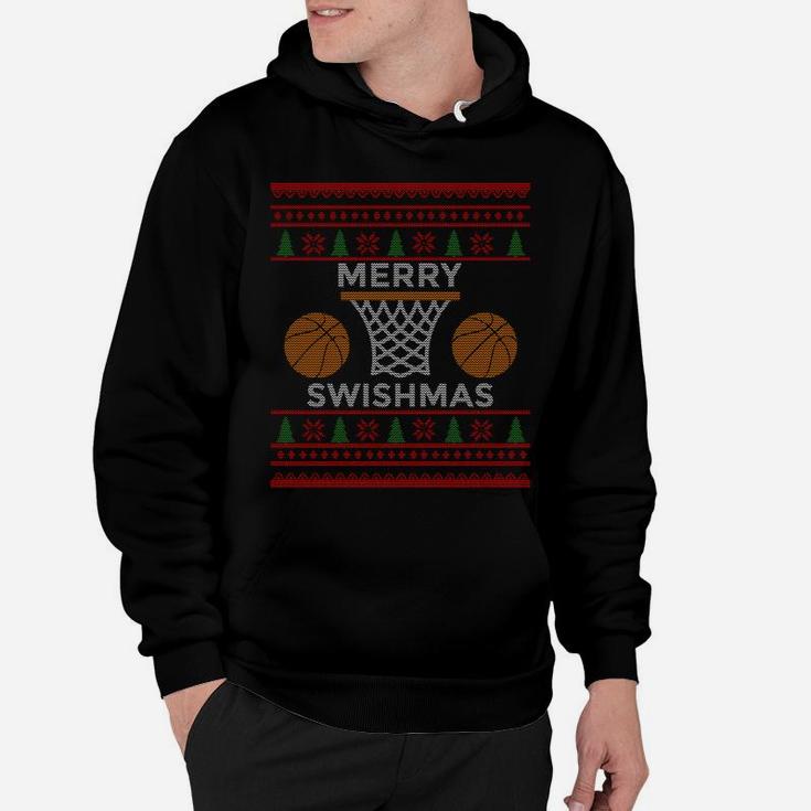 Merry Swishmas Basketball Funny Cool Boy Christmas Gift Hoodie