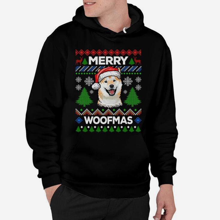 Merry Woofmas Ugly Sweater Christmas Shiba Inu Lover Gift Sweatshirt Hoodie