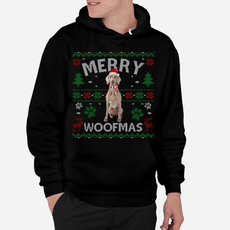 Merry Woofmas Weimaraner Ugly Sweater Santa Hat Sweatshirt Hoodie