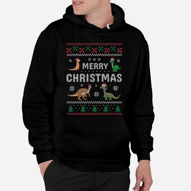 Merry Xmas Holiday Clothing Funny Dinosaur Ugly Christmas Sweatshirt Hoodie