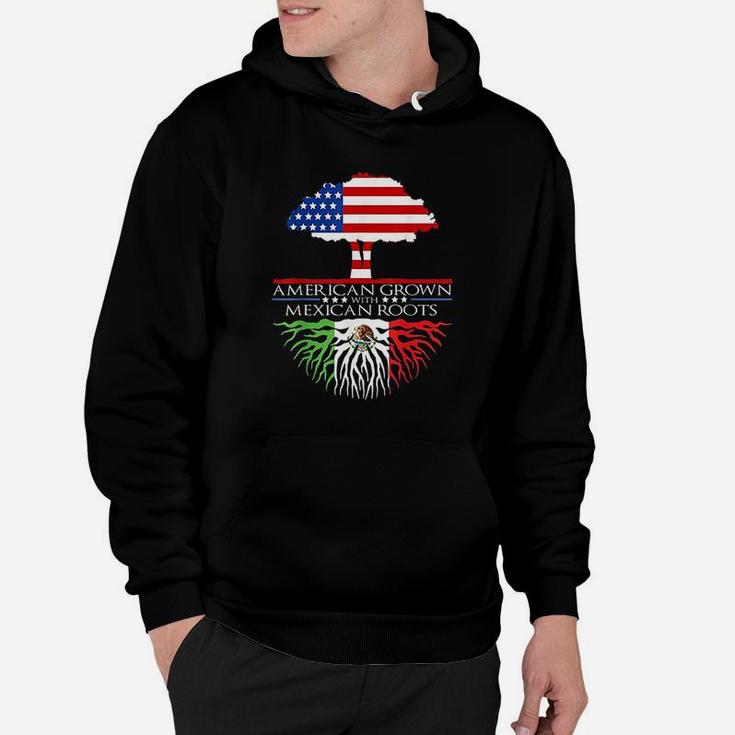 Mexican Roots American Grown Tree Flag Usa Mexico Hoodie