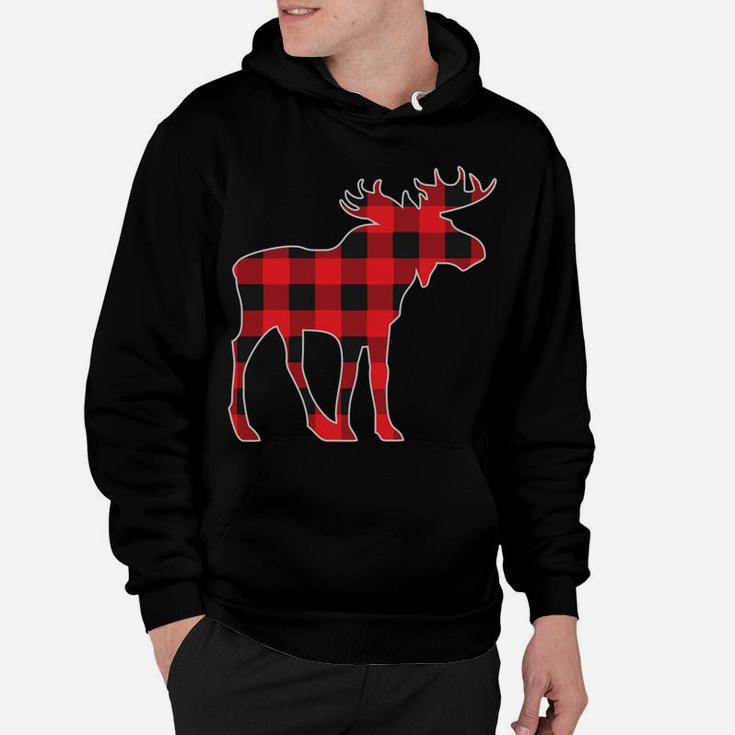 Moose Elk Plaid Buffalo Check Pajama Lumberjack Christmas Hoodie