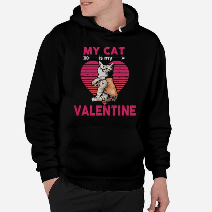 My Cat Is My Valentine Heart Vintage Hoodie