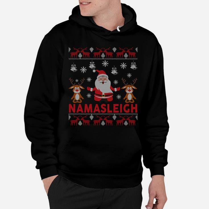 Namasleigh Christmas Sweatshirts Gifts Funny Santa Yoga Sweatshirt Hoodie