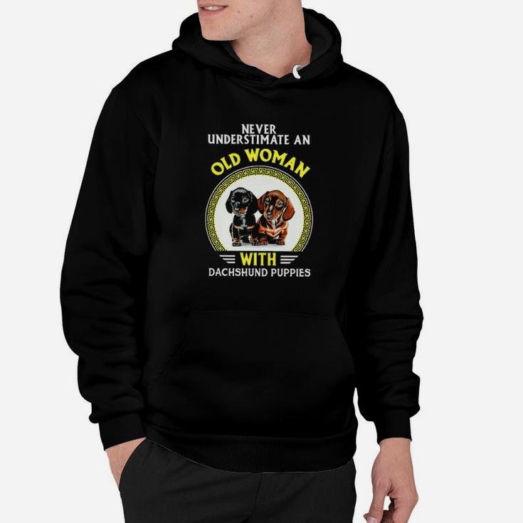 Never Underestimate An Old Woman With Dachshund Puppies Hoodie
