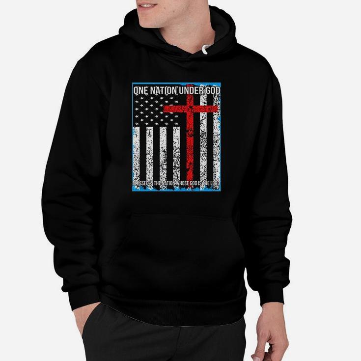 One Nation Under God With Flag Printed Hoodie