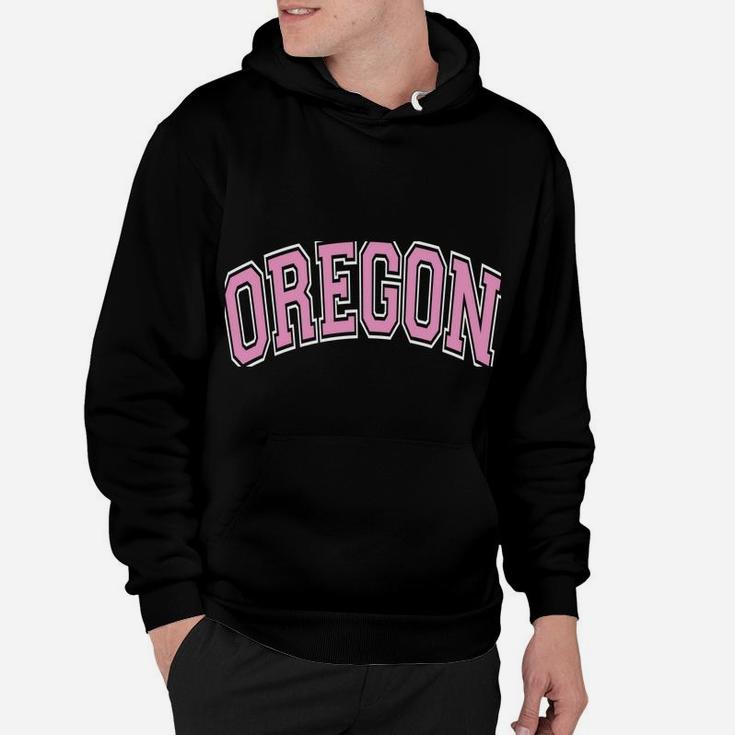 Oregon Varsity Style Pink Text Hoodie