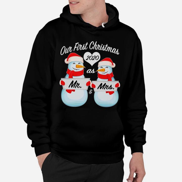 Our First Christmas As Mr And Mrs Matching Pj Snowman Couple Hoodie