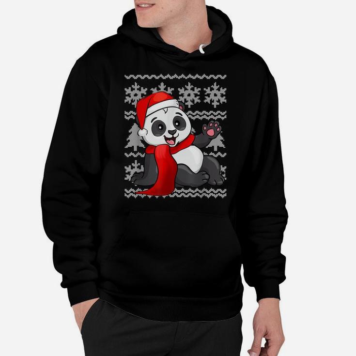 Panda Santa Hat Scarf Ugly Christmas Sweater Holiday Gift Hoodie