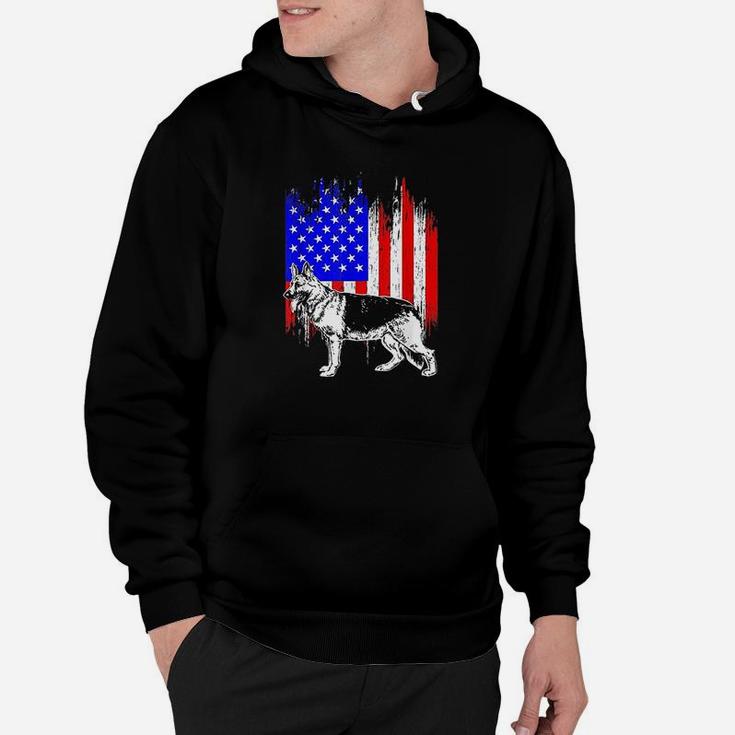 Patriotic German Shepherd American Flag Dog Lover Gift Hoodie