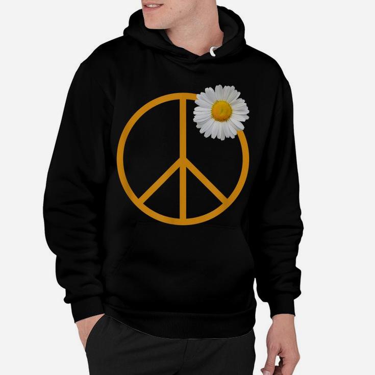 Peace Sign White Flower Boho Hippie Style Hoodie