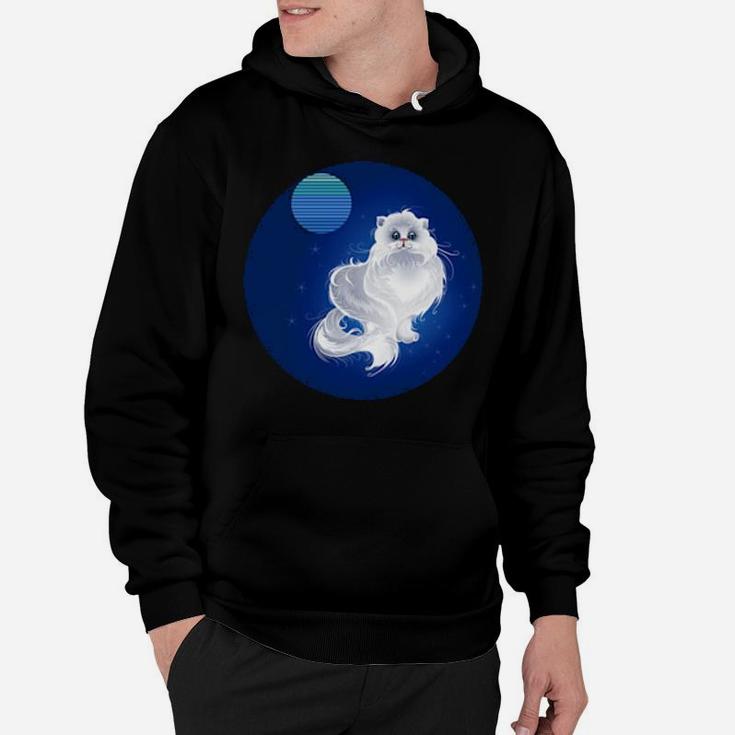 Persian Cat At Night With Vintage Moon And Stars Hoodie