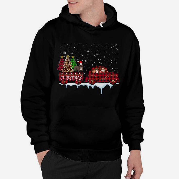 Pit Bull Dog Christmas Red Plaid Truck Santa Xmas Tree Gift Sweatshirt Hoodie