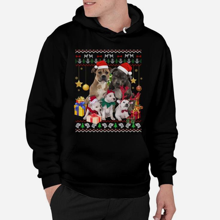 Pitbull Ugly Christmas Sweater Santa Hat Gift Hoodie
