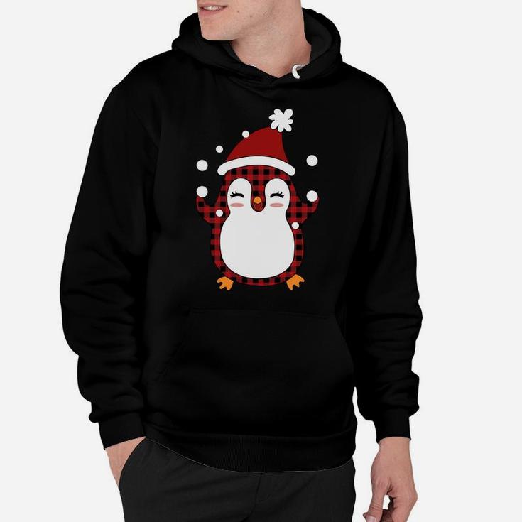 Plaid Penguin Santa Hat - Funny Penguin Christmas Sweatshirt Hoodie