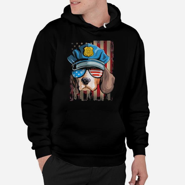 Police Beagle 4Th Of July Funny Hoodie