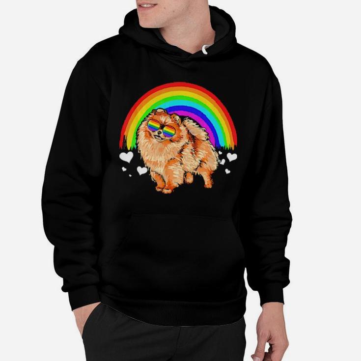 Pomeranian Rainbow Sunglasses Gay Pride Lgbt  Gifts Hoodie