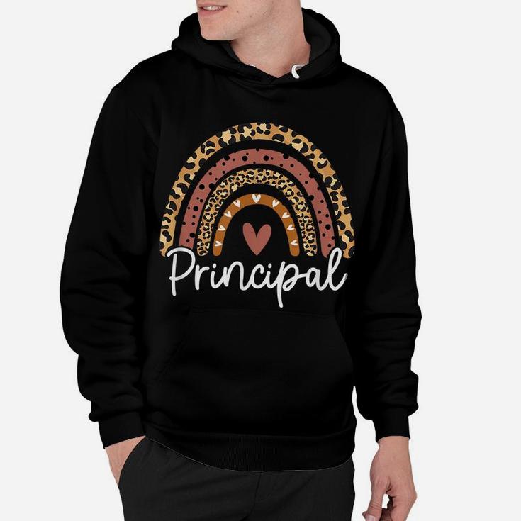 Principal Leopard Rainbow Funny School Principal Gift Hoodie
