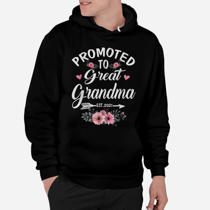 Promoted To Great Grandma Est2021 Tees New Grandma Floral Hoodie