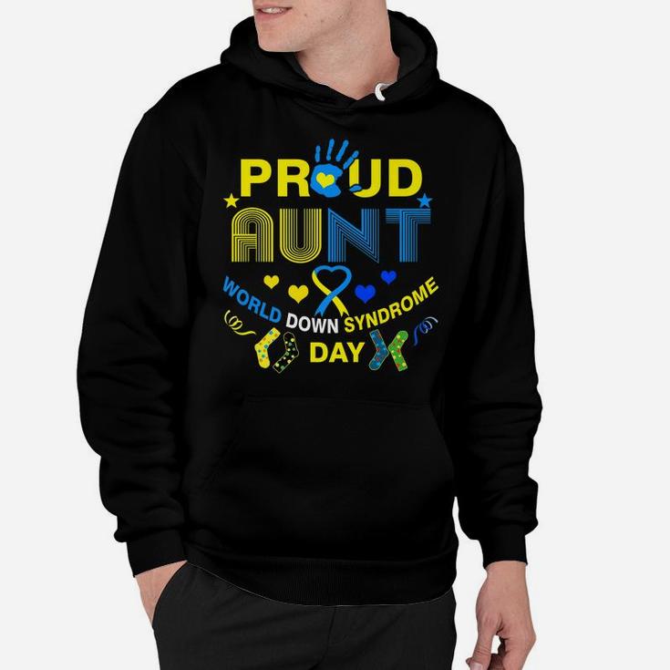 Proud Aunt Ribbon Heart Down Syndrome Day Trisomy Hoodie