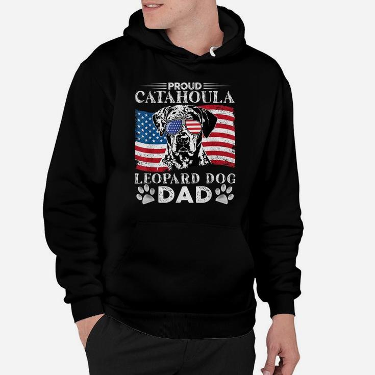 Proud Catahoula Leopard Dog Dad American Flag Patriotic Dog Hoodie