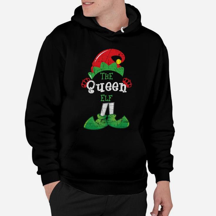 Queen Elf Funny Christmas Matching Gifts Holiday Distressed Sweatshirt Hoodie
