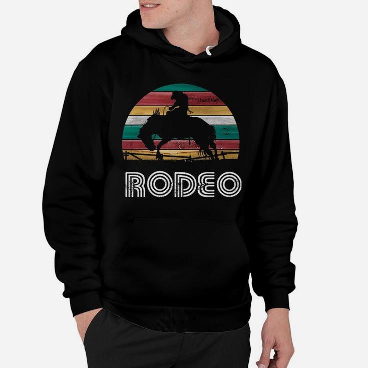 Rainbow Cowboy Rodeo Bucking Bronco Horse Retro Style Hoodie