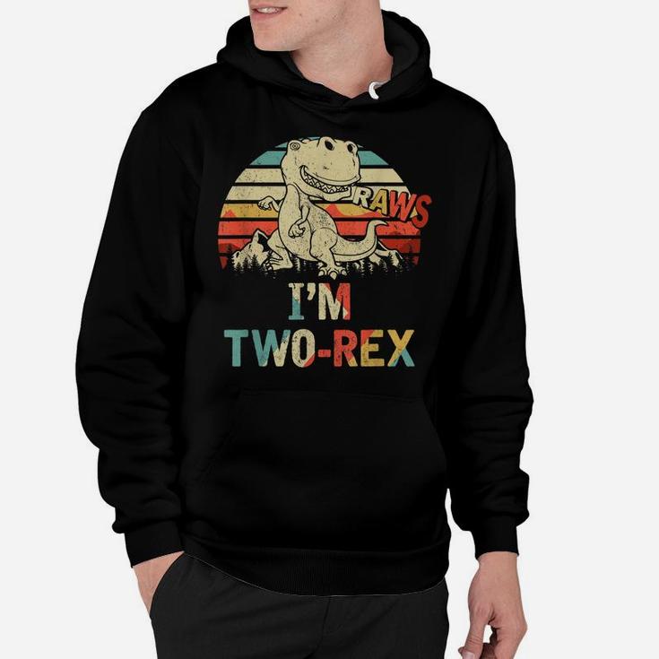 Raws I'm Two-Rex 2Nd Birthday Boy Kid Dinosaur Hoodie