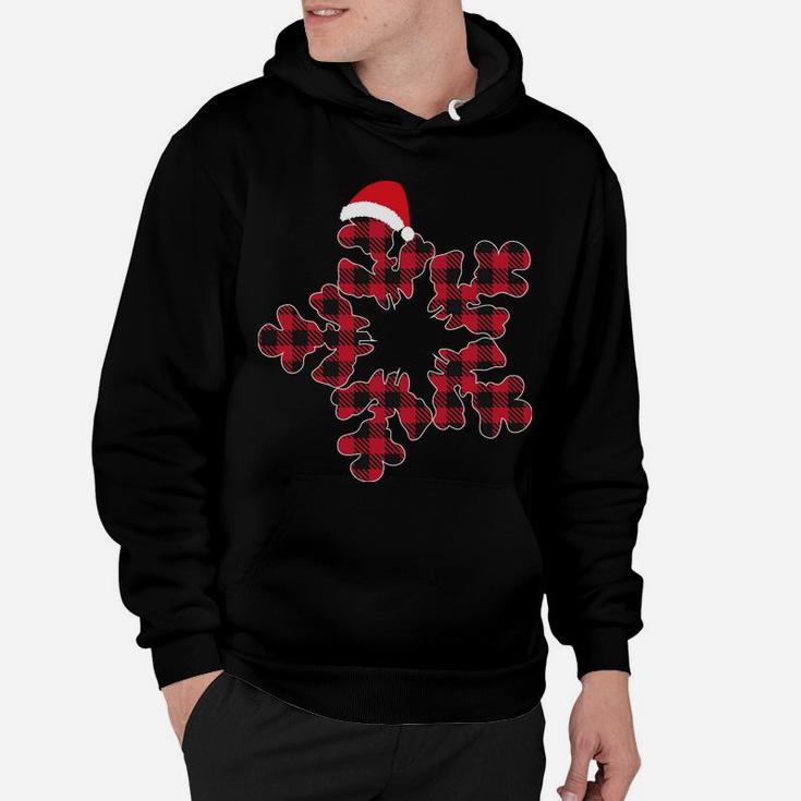 Red & Black Christmas Buffalo Plaid Snowflakes Santa Hat Hoodie