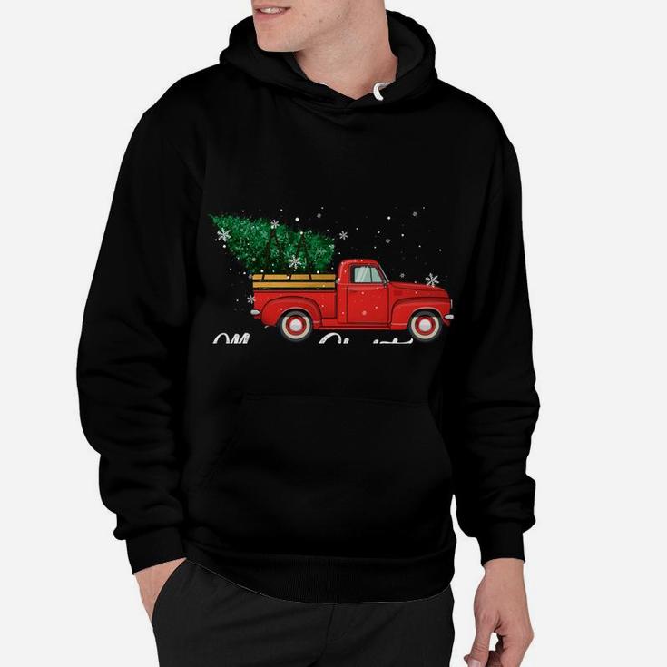 Red Truck Pick Up Christmas Tree Retro Vintage Xmas Gifts Hoodie