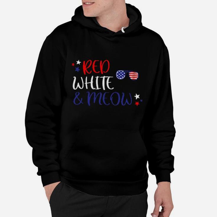 Red White And Meow 4Th Of July Hoodie