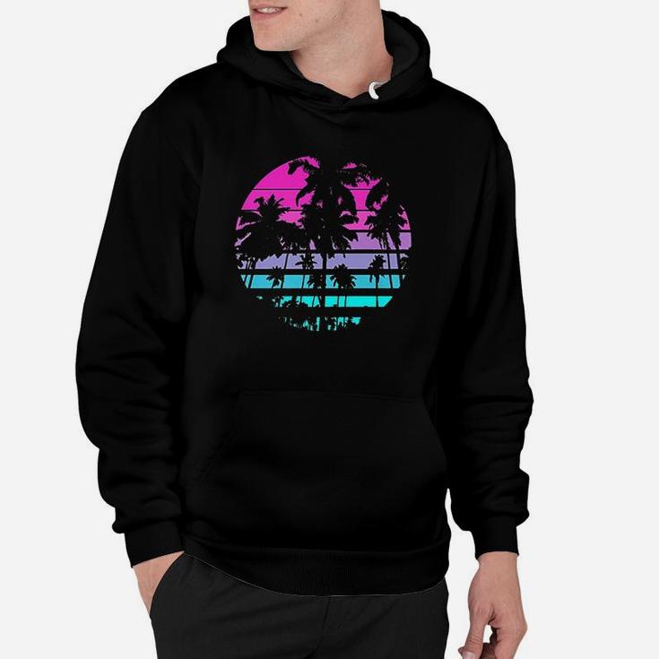 Retro Eighties 80S And 90S Beach Style Design With Palm Trees Hoodie