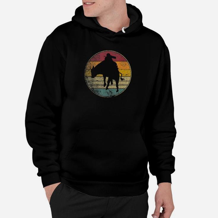 Rodeo Cowboy Bull Riding Vintage Retro Silhouette Distressed Hoodie