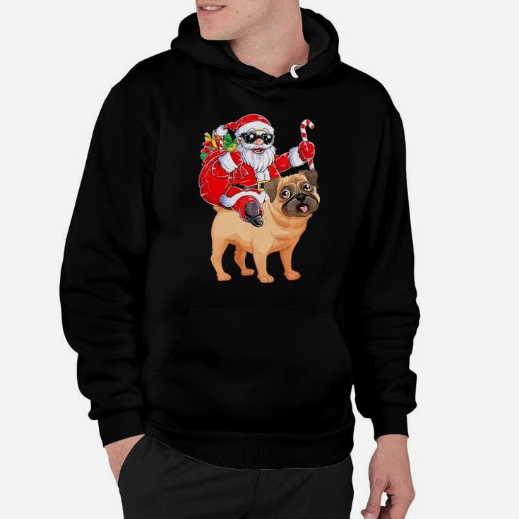 Santa Claus Riding Pug Xmas Gifts Dog Hoodie