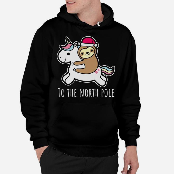 Santa Sloth Riding Unicorn Funny Girl Christmas Shirt Gift Hoodie