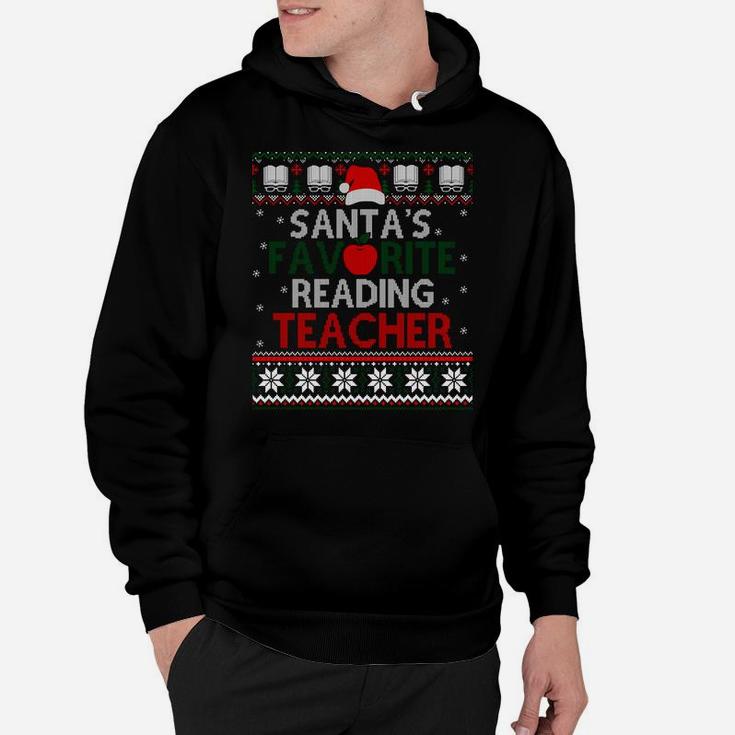 Santa's Favorite Reading Teacher Christmas Gift Ugly Sweater Sweatshirt Hoodie