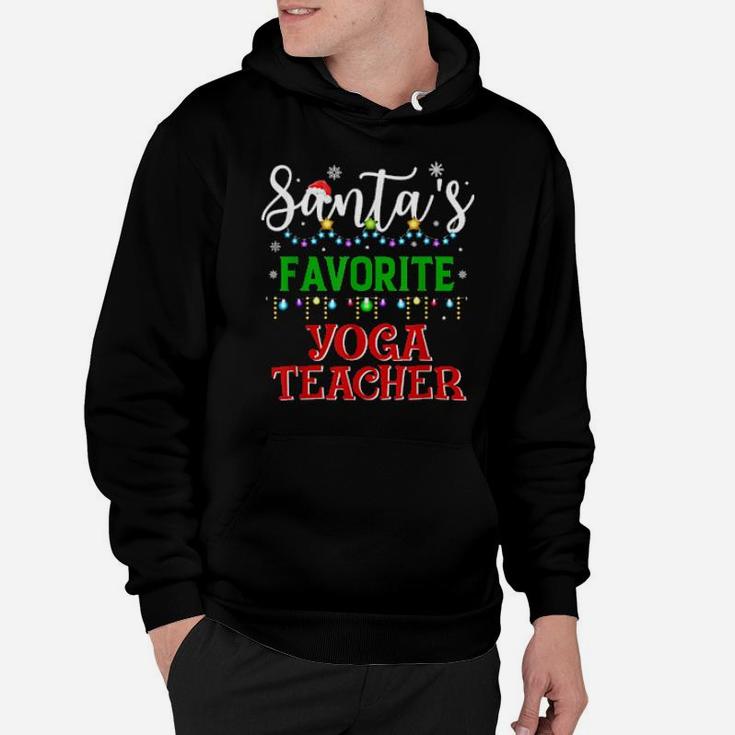 Santa's Favorite Yoga Teacher Matching Family Xmas Pajamas Hoodie