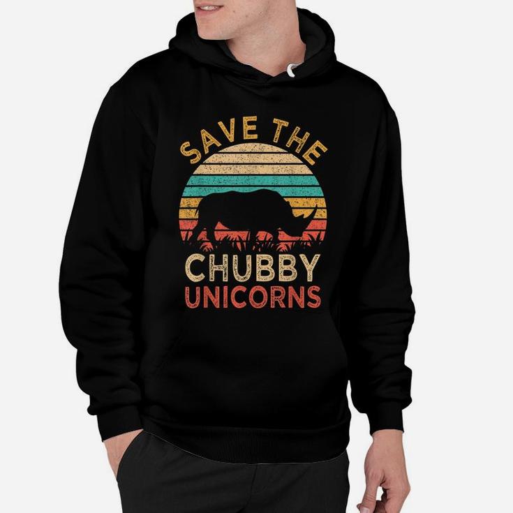 Save The Chubby Unicorns Vintage Funny Rhino Animal Rights Hoodie