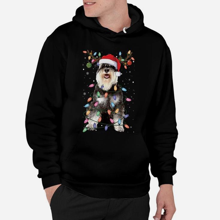 Schnauzer Christmas Reindeer Light Pajama Dog Lover Xmas Sweatshirt Hoodie