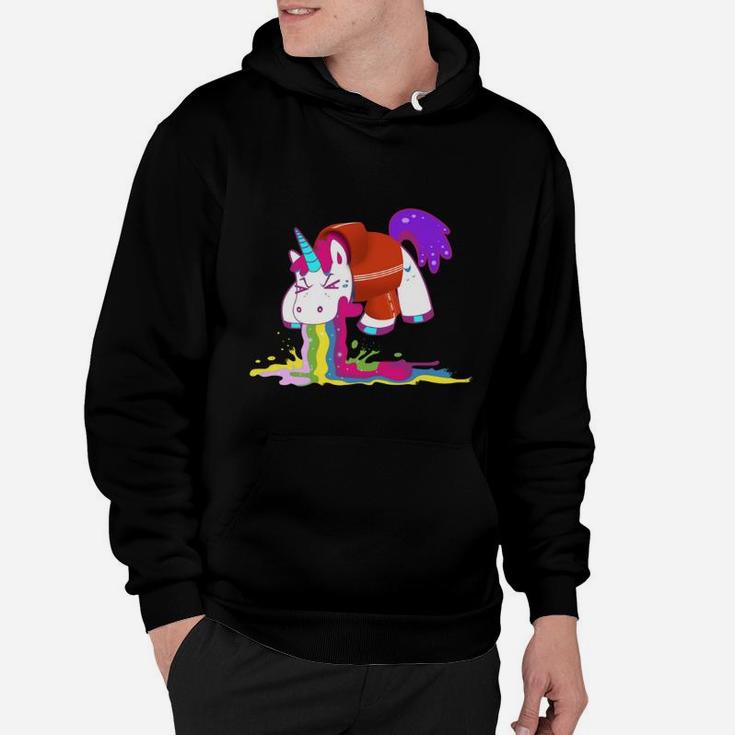 Schwarzes Einhorn Hoodie mit Farbverlauf & Schmelzdesign