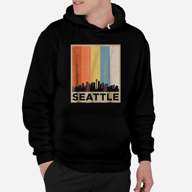 Seattle City Skyline Retro Vintage Hoodie
