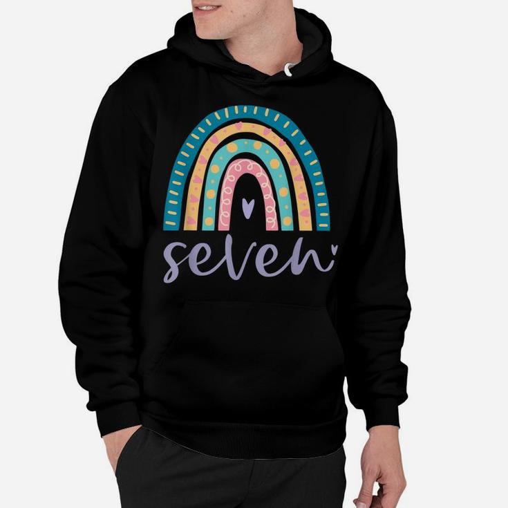 Seven Year Old Rainbow Birthday Gifts For Girls 7Th Bday Hoodie