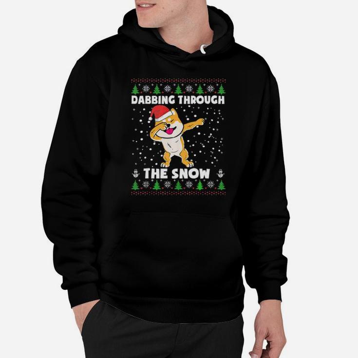 Shiba Inu Dabbing Through The Snow Ugly Xmas Gift Hoodie