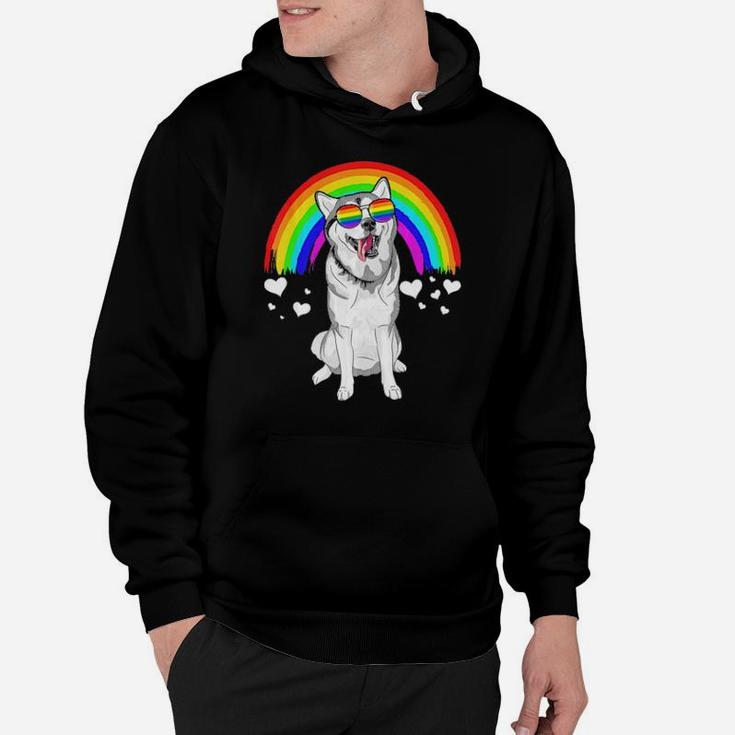 Siberian Husky Rainbow Sunglasses Gay Pride Lgbt Hoodie
